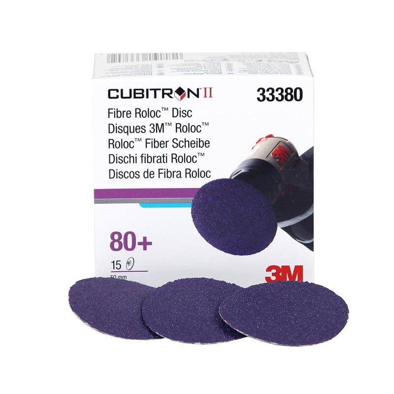 Cubitron 3M Cubitron II Roloc Fibre Disc, 786C, 33380, 2 in, 80+, 15 discs, Used for Automotive Grinding, Weld Blending, Deburring - Image 2